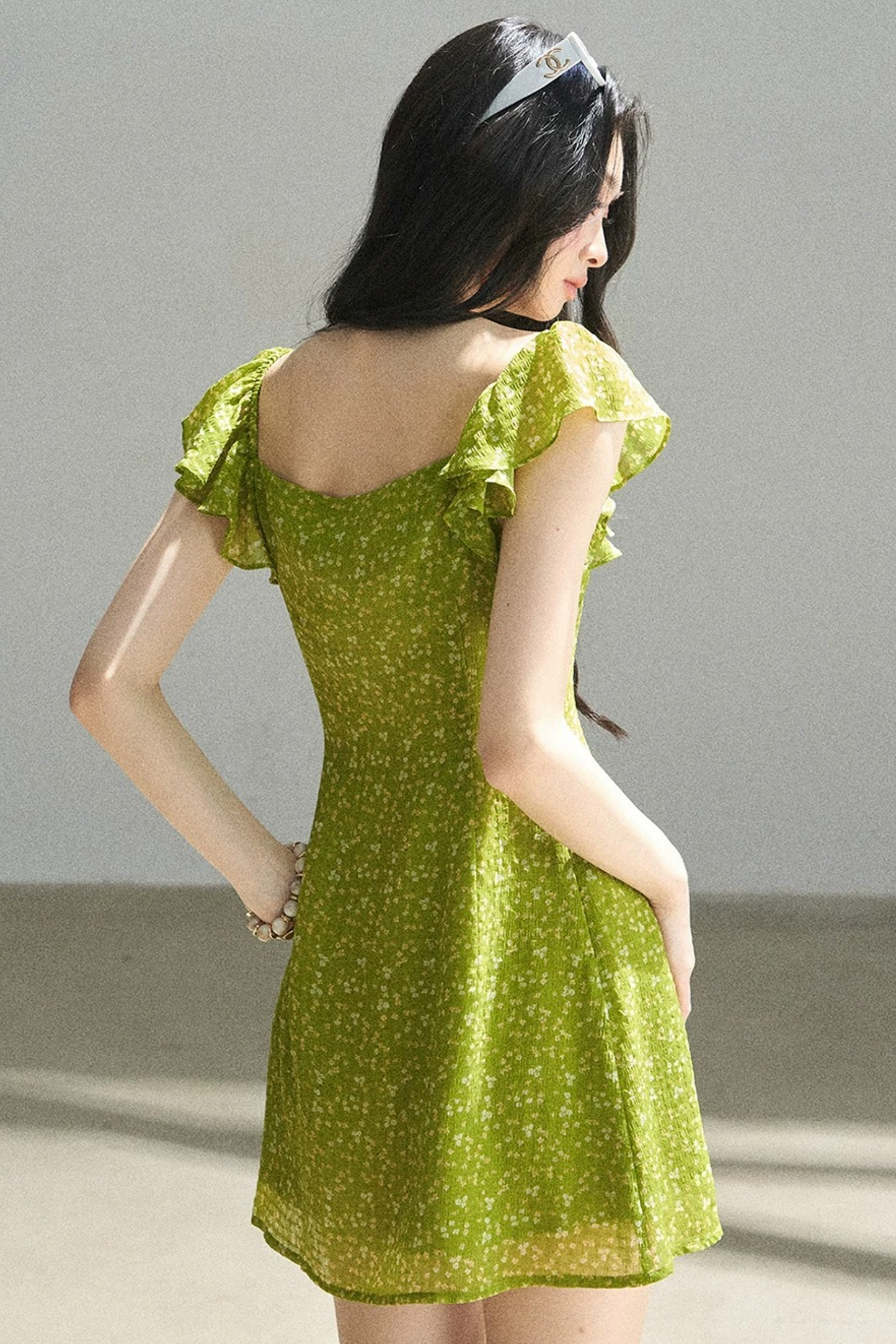 French Floral Chiffon Dress