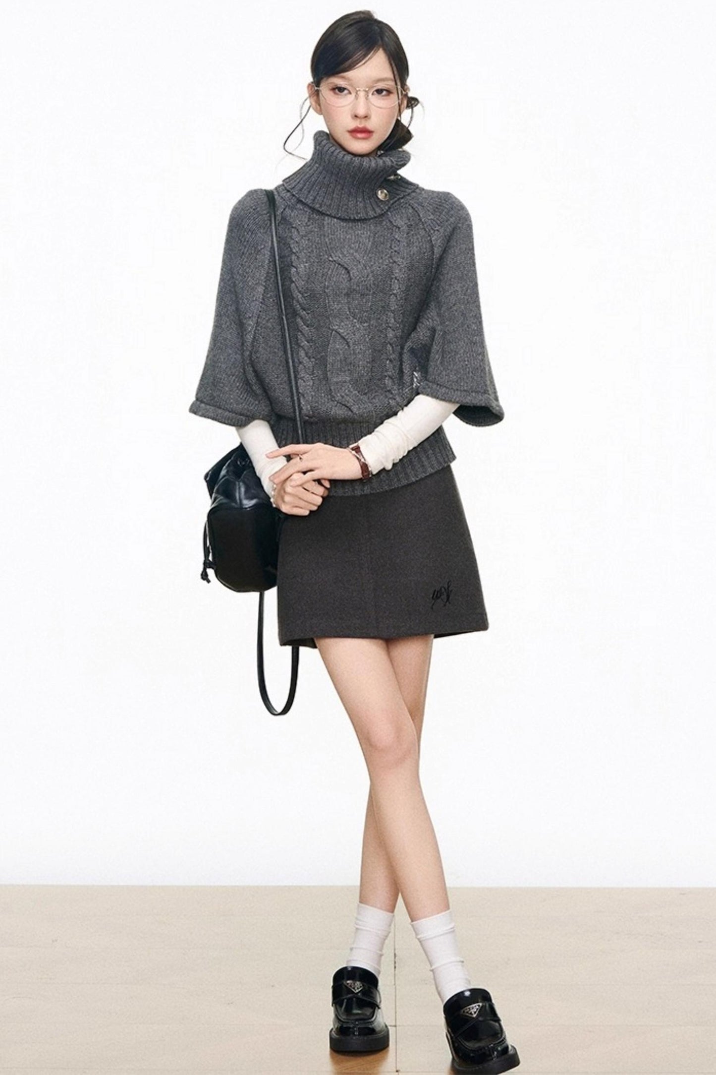 Silver Button Knitwear Dress Set-Up