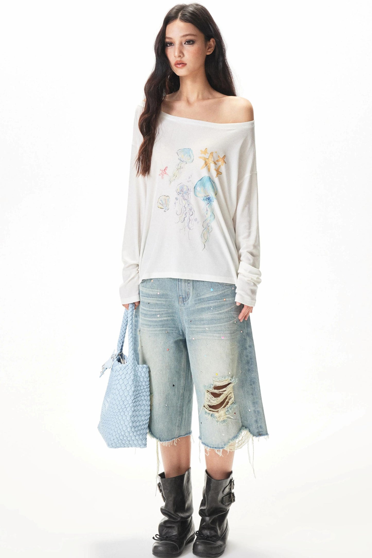 Retro Ripped Denim Shorts