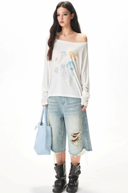 Retro Ripped Denim Shorts