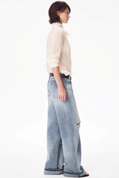 Lyocell Lace Pleated Shirt