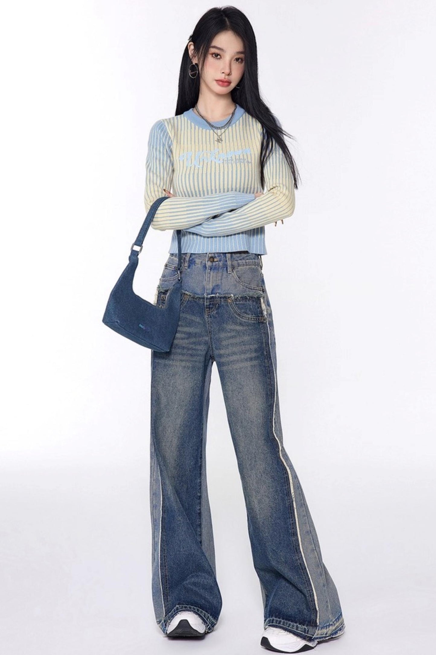 Stripe Slimming Knit Top