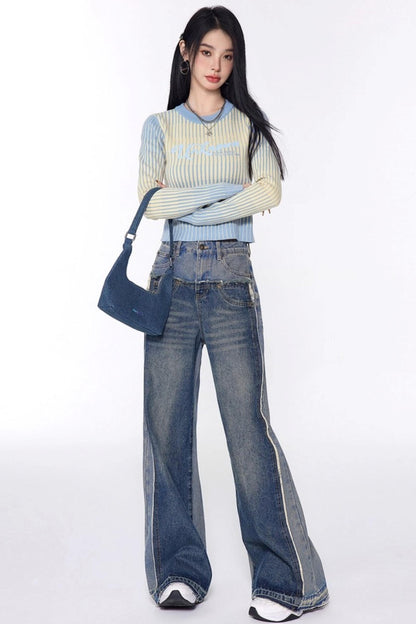 Stripe Slimming Knit Top