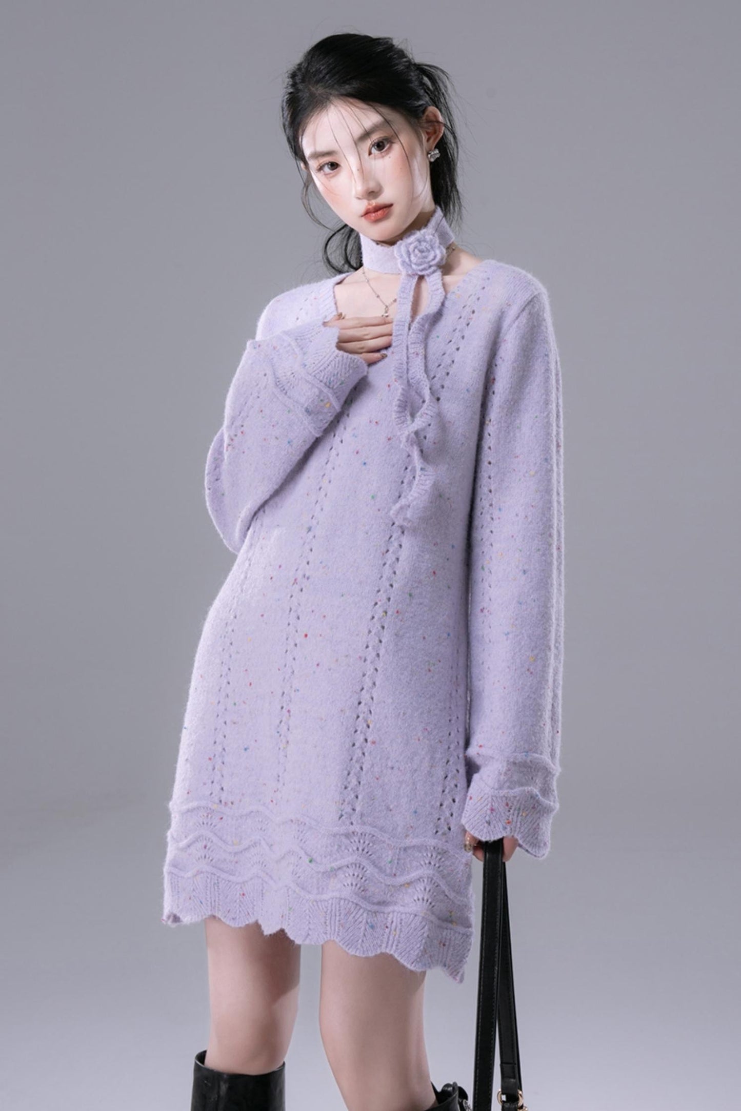 Lilac Woolen Dress and Knitted Sundress