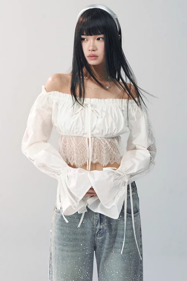 Blusa de Encaje Off-Shoulder