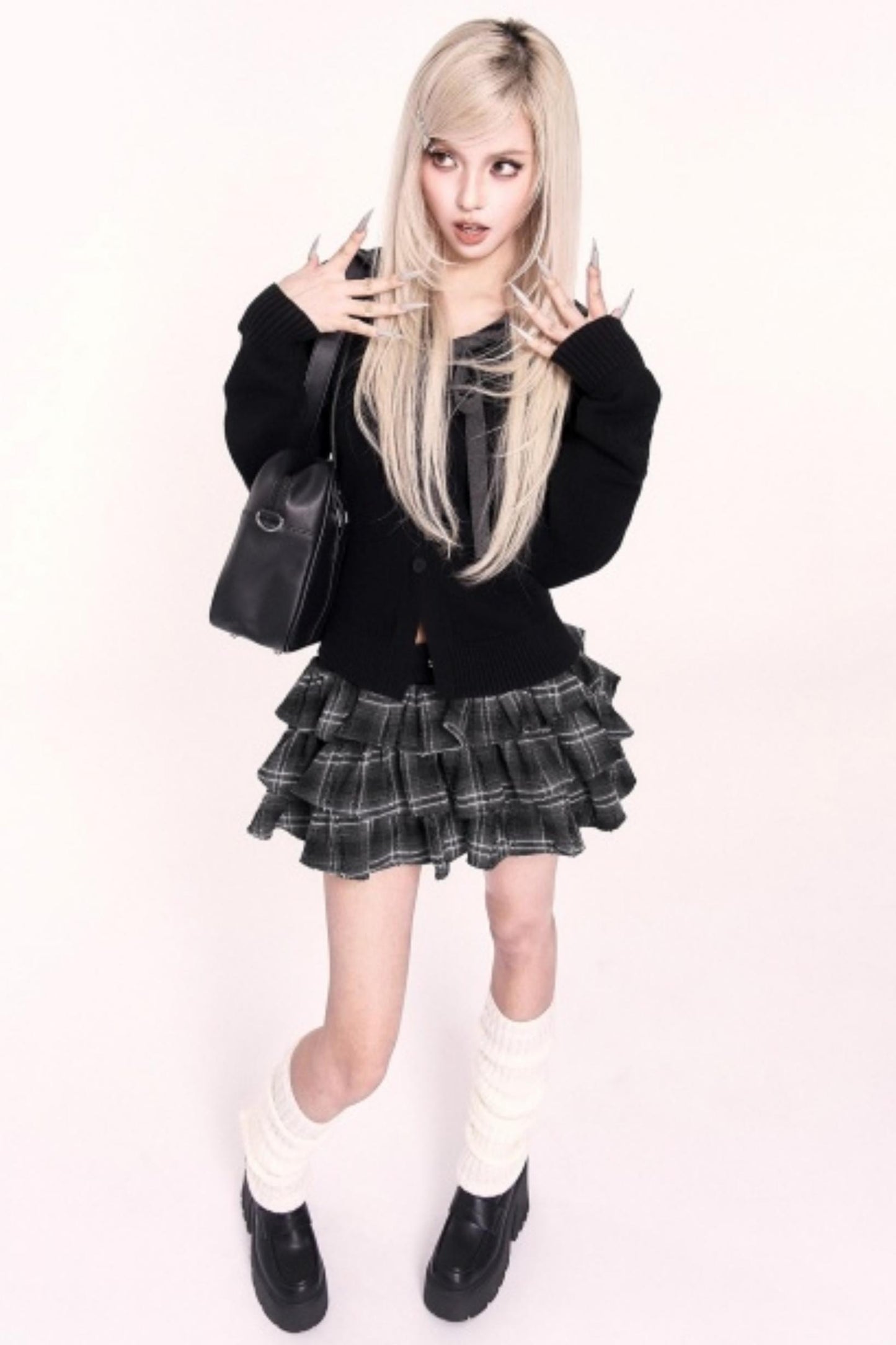 Navy Collar Slimming Knit Top