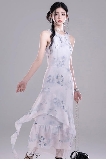Fluid Floral Cascade Dress