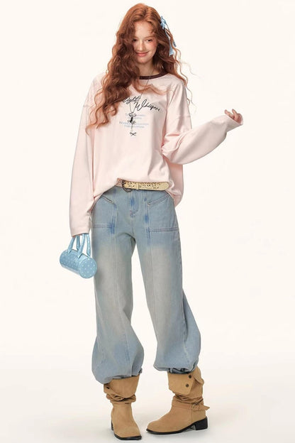 Color-Blocked Letter Print Top