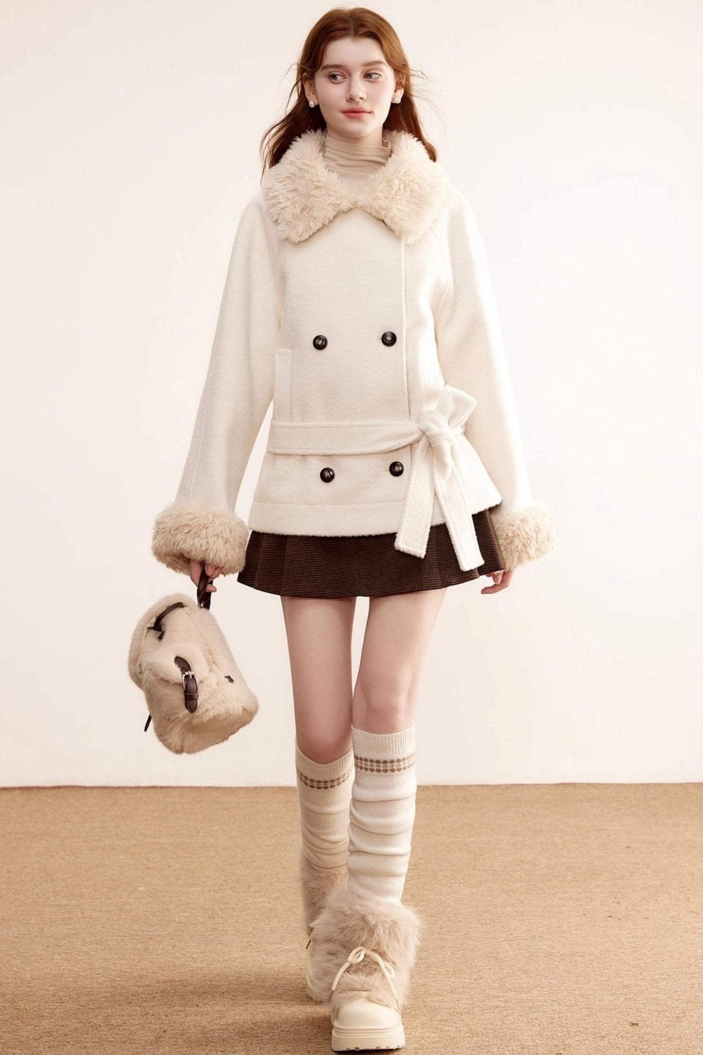 Fur Collar Woolen Coat