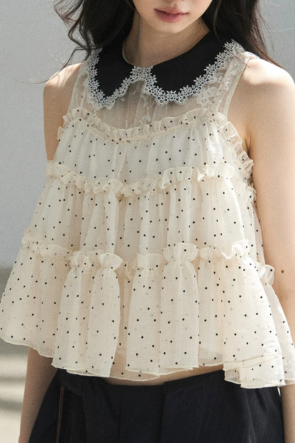 Verträumte Chiffonbluse mit Punktemuster