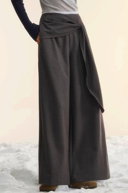 Retro Wide-Leg Tie-Up Pants