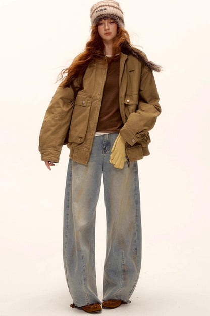 Vintage Washed Distressed Denim Pants