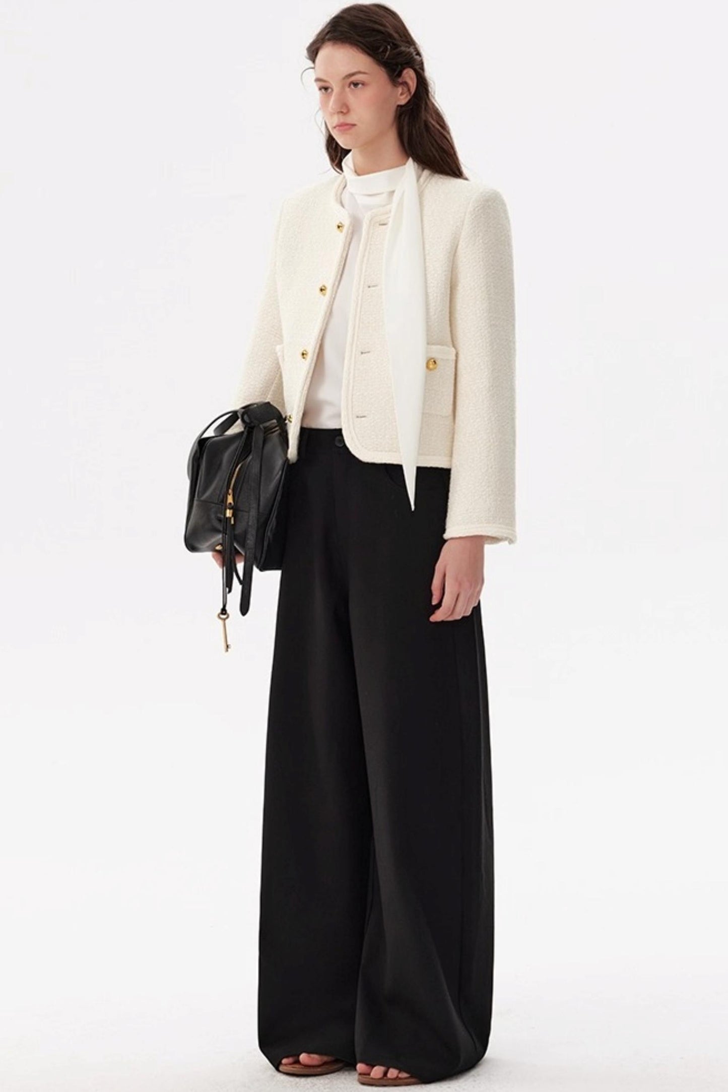 French Style Wool Tweed Top Coat