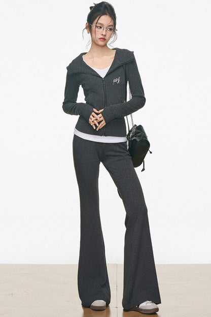 Slimming Knitted Hooded Cardigan Set-Up