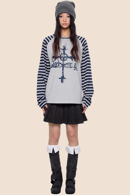 Gestreiftes Retro-Top mit Drop-Shoulder