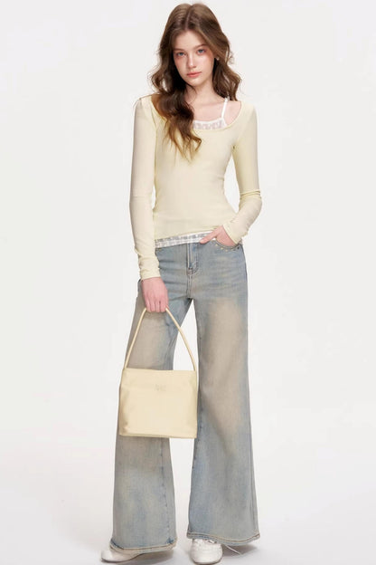 Custom-Dyed Wool Lace Top