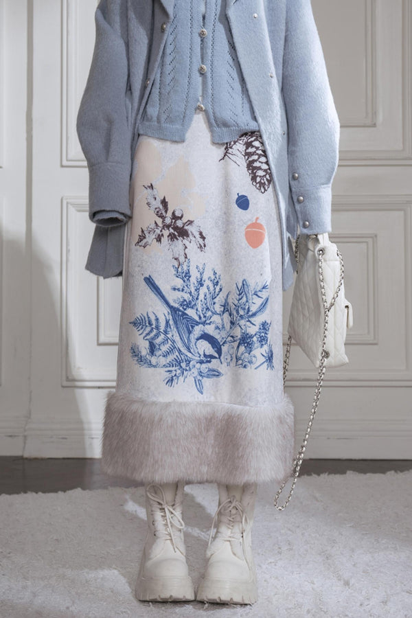 Winter Night Snow Scene Skirt