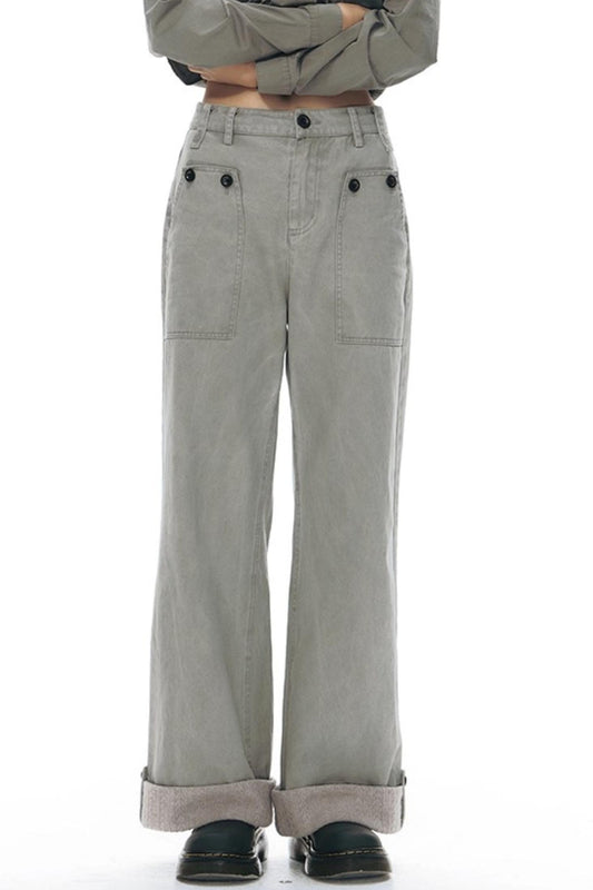 Knit Button Hem Pants