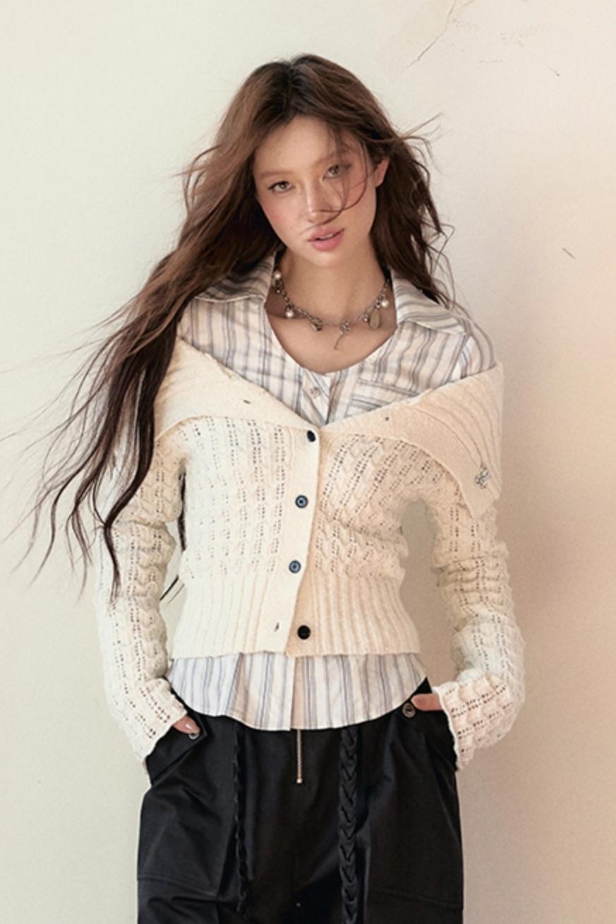 Cropped Wool Knit Sweater