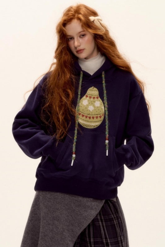 Brushed Fair Isle Knit Hoodie Sweater