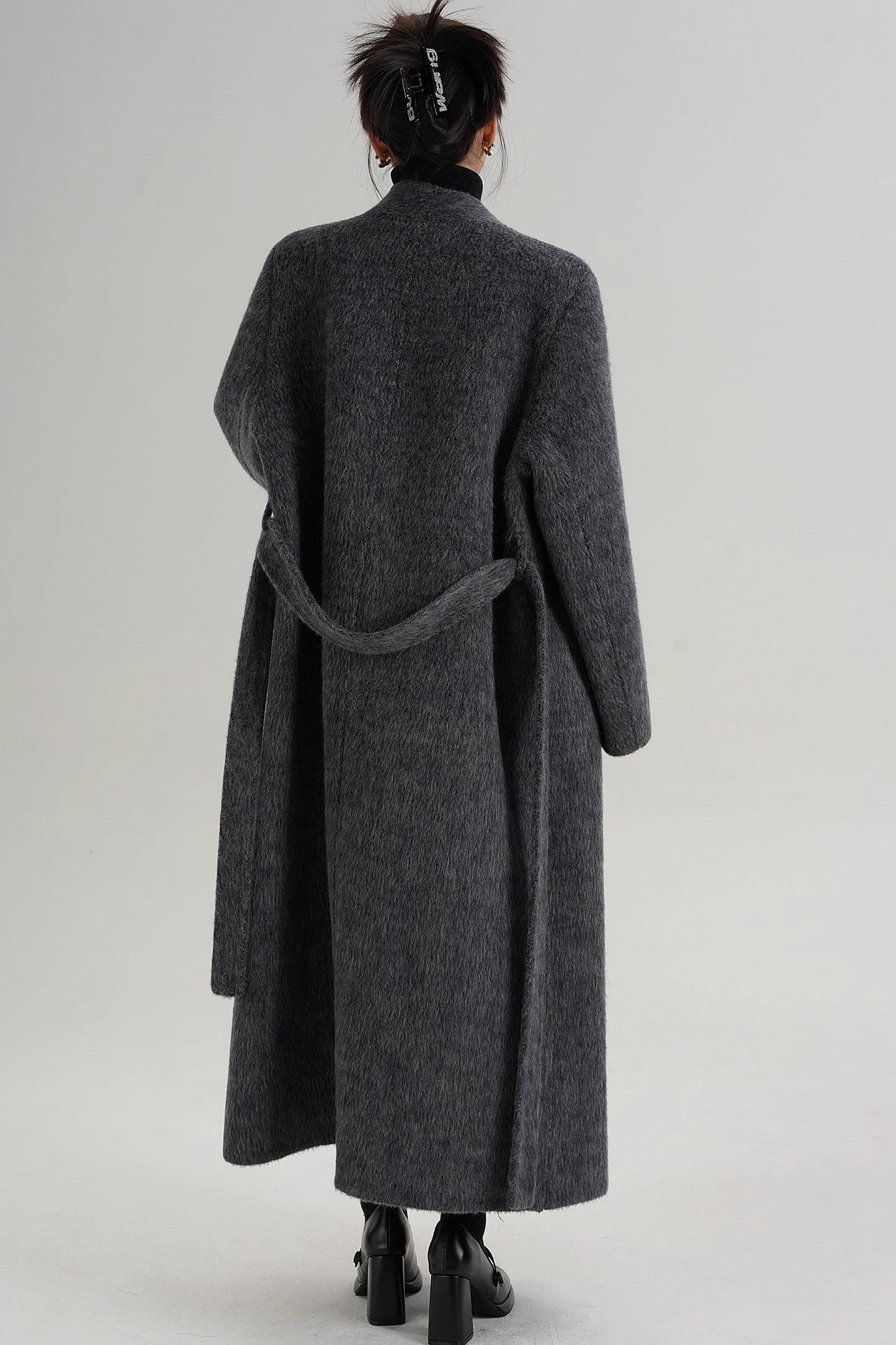 Elegant Gray-Blue Wool Coat