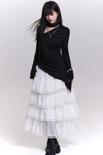 A-Line Chiffon Mesh Skirt