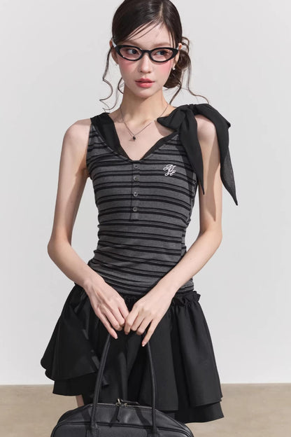 Sweet Striped Tie-Up Top