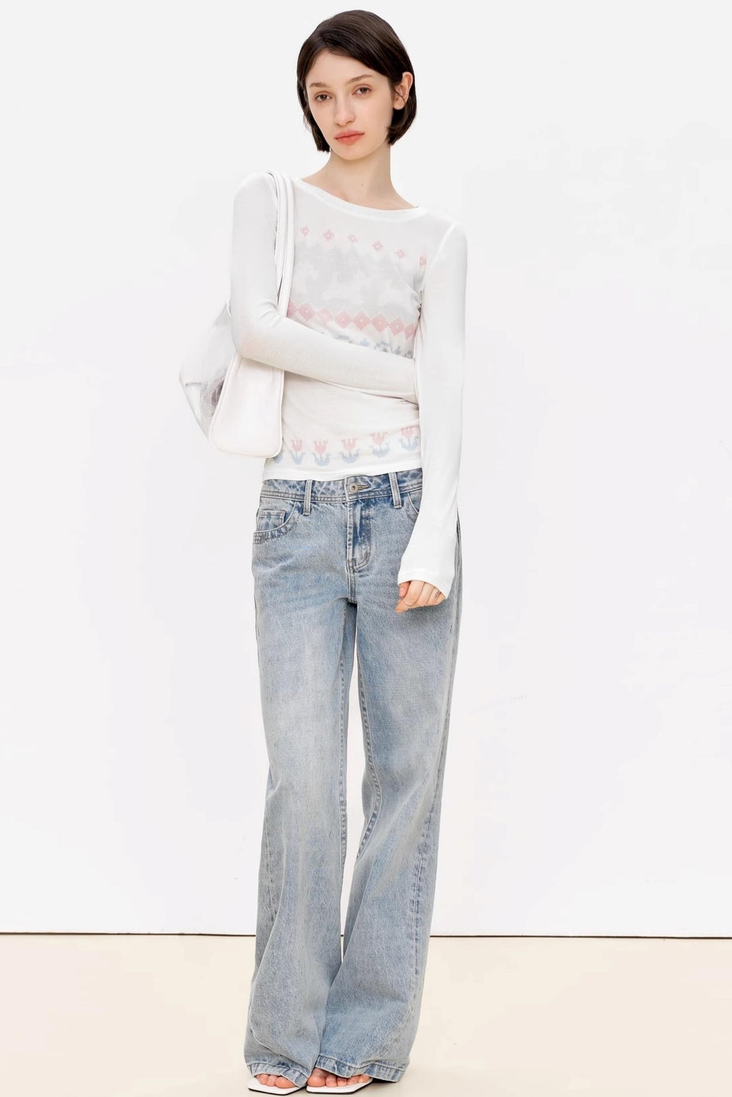 Fair Isle Wool Blend Long Sleeve Tee