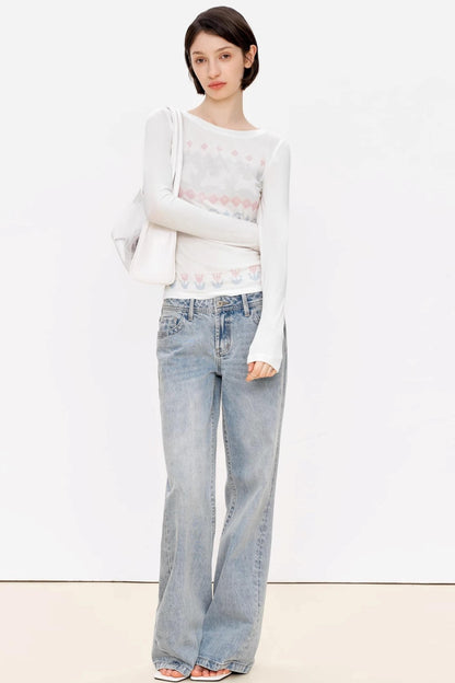 Fair Isle Wool Blend Long Sleeve Tee