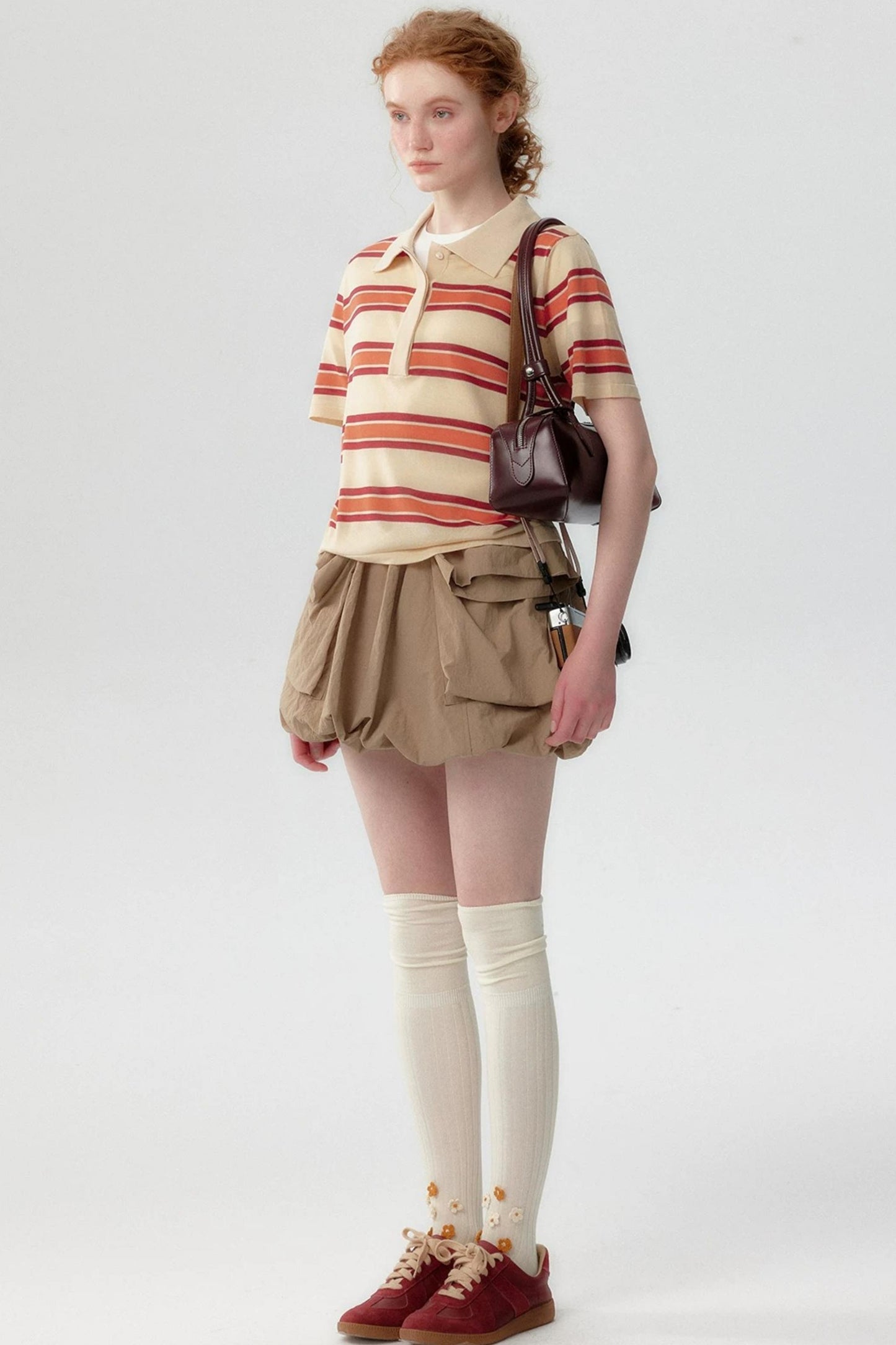 Lyocell Striped Polo Top