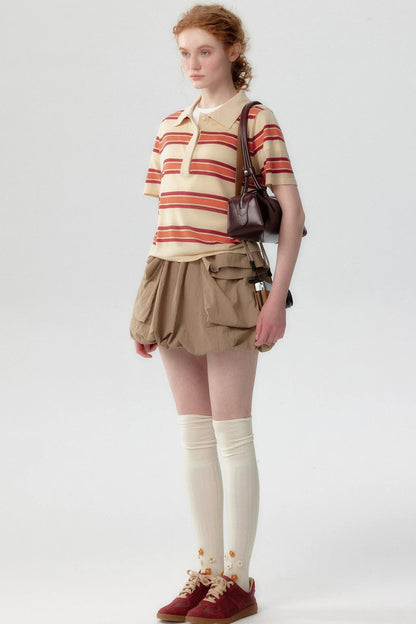 Lyocell Striped Polo Top