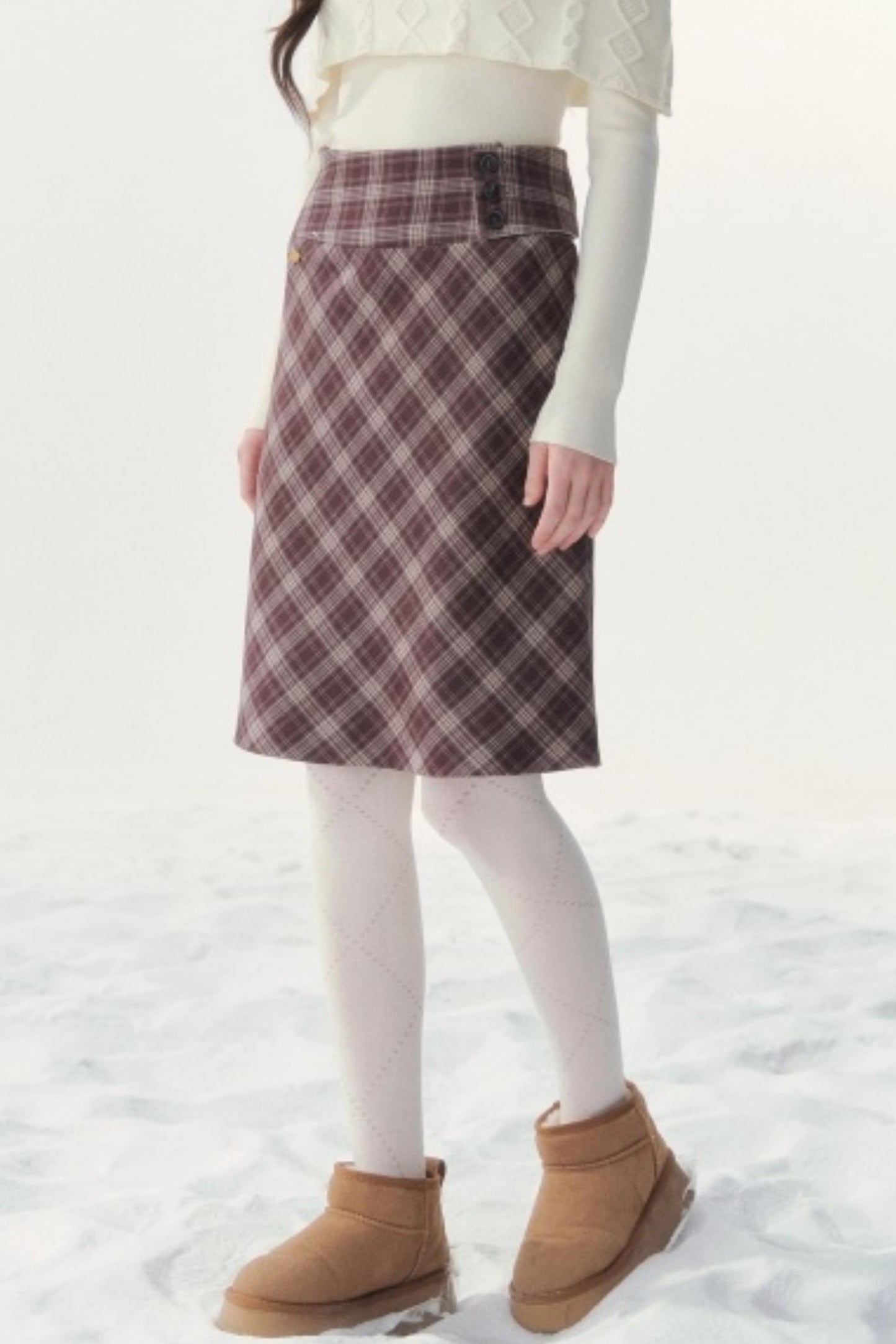 Vintage Plaid Midi Skirt