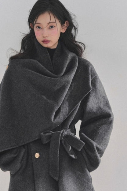 Winter Plaid Wool Coat