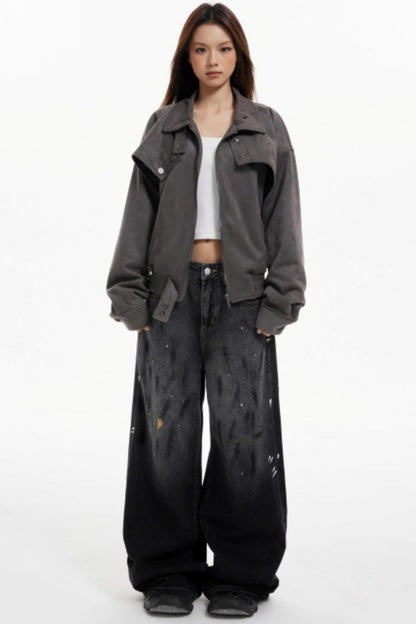 Vintage Lapel Loose Cargo Jacket