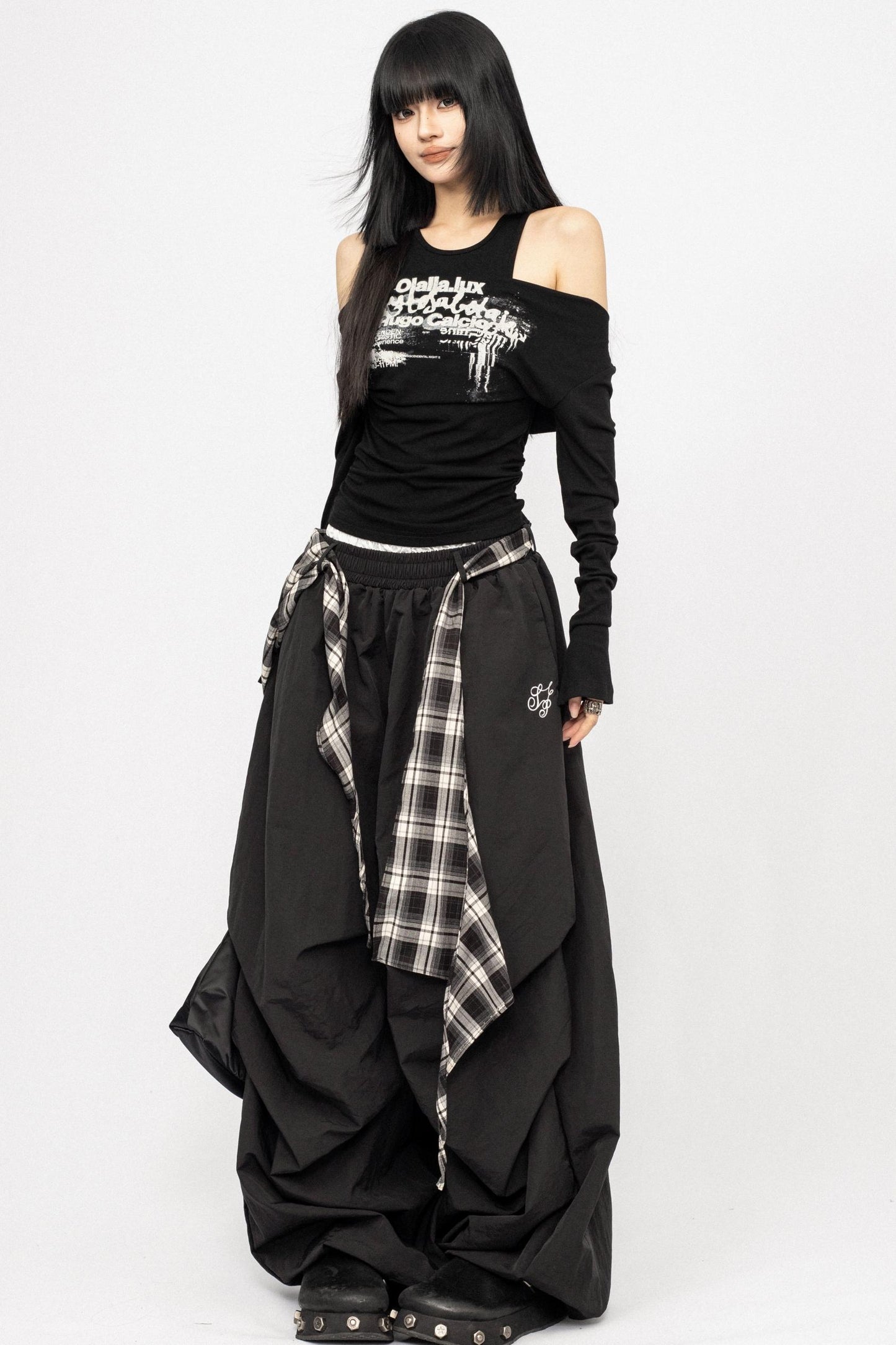 Swing Collar Design Slim T-Shirt