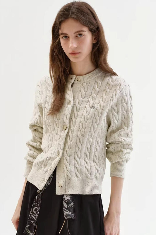 Speckled Cable Knit Cardigan