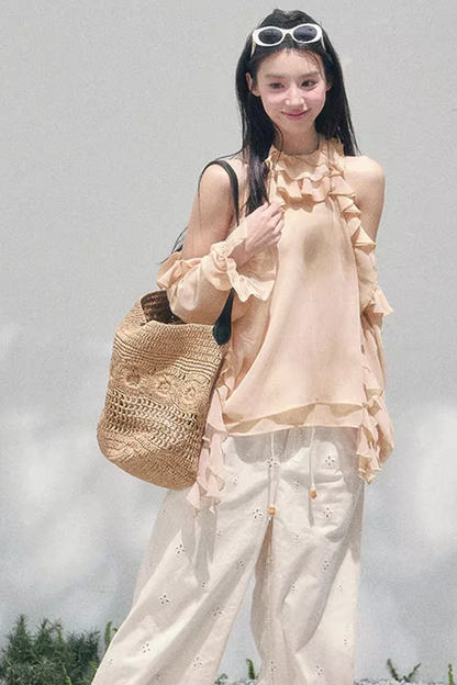 Ruffled Edge Off-Shoulder Top
