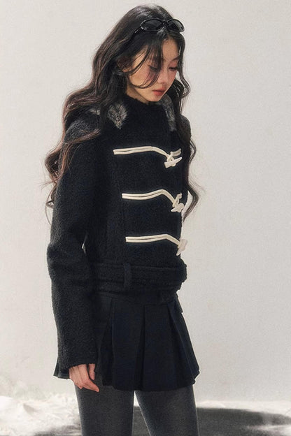 French Woolen Hooded Coat