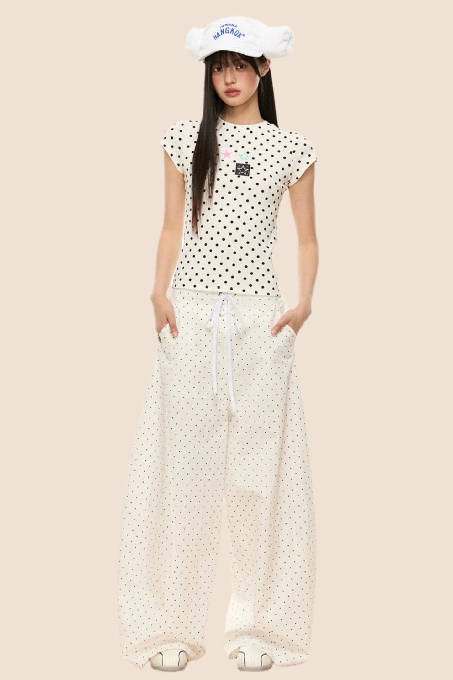 Polka Dot Wide-Leg Pants