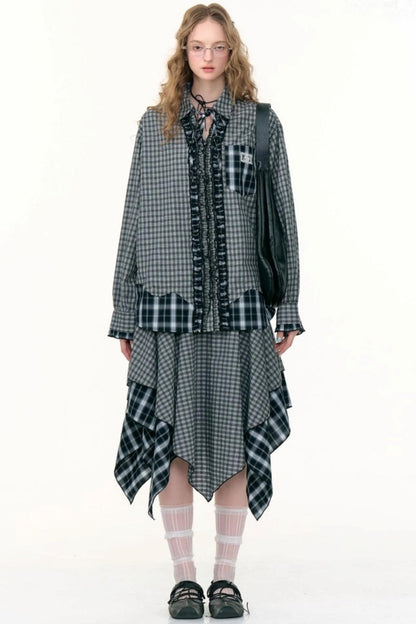 Retro Plaid Long-Sleeved Shirt