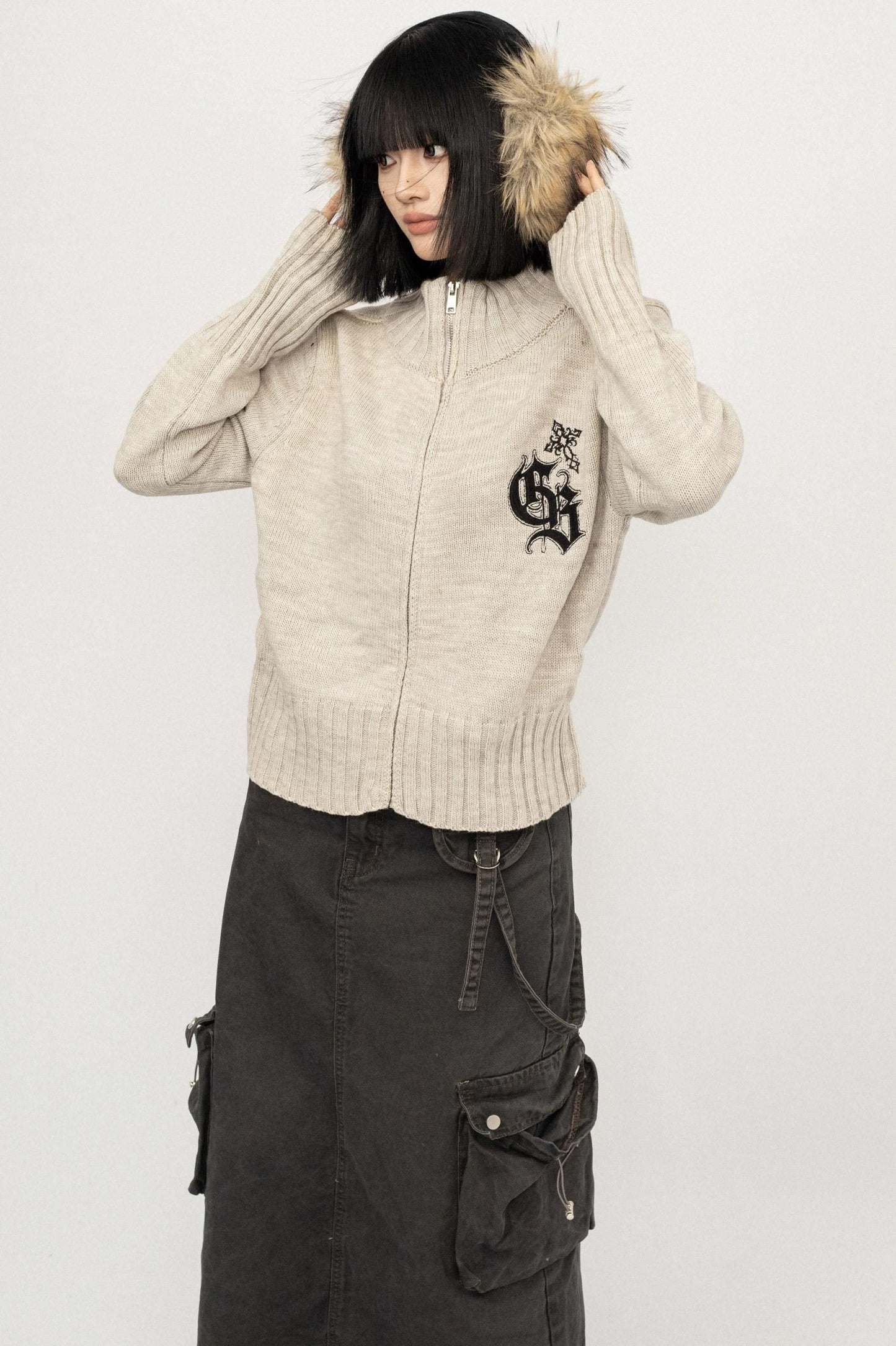 Vintage Spice Jacquard Knitted Cardigan