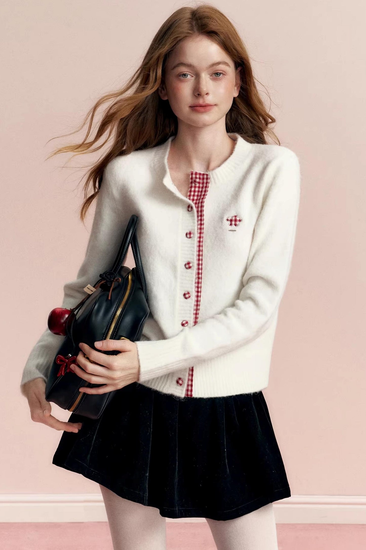 Wool Blend Plaid Cardigan