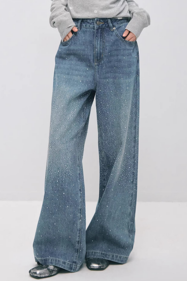 Somesowe Retro Straight-Leg Sparkling Jeans