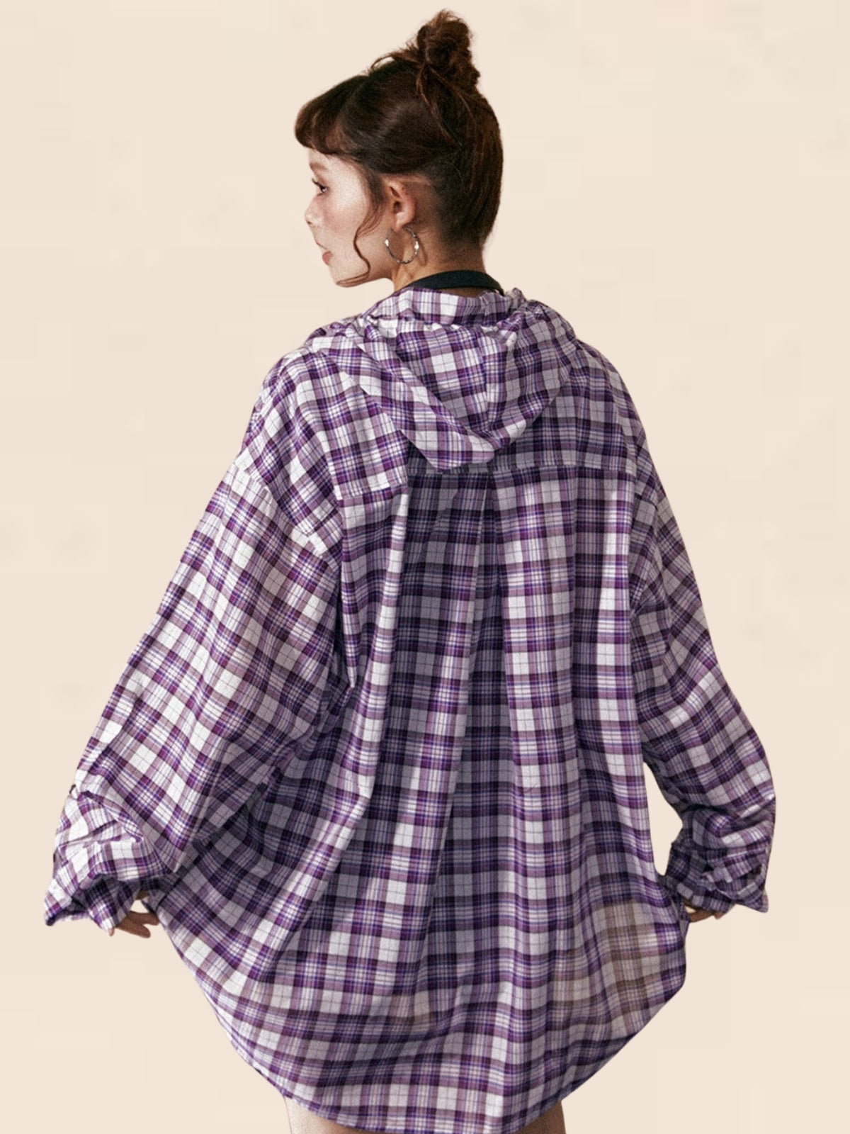 Purple Checkered Loose Coat