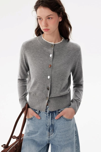 Premium Wool Slim Cardigan Sweater