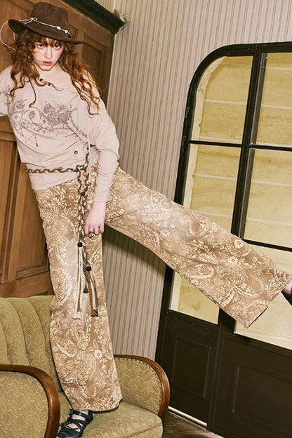 Vintage Flower Straight Jeans