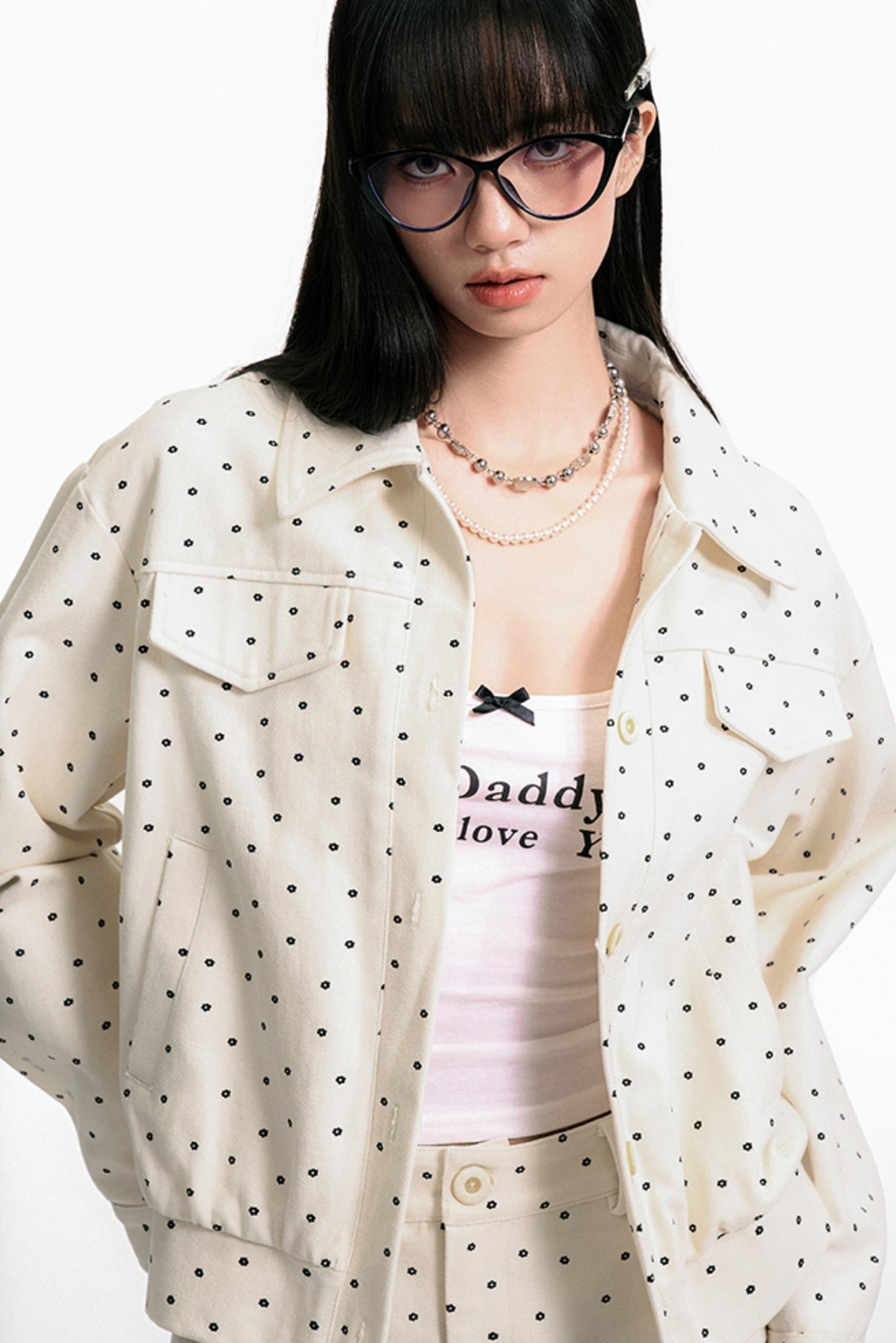 Floral Pleated Jacket Skirt Set-Up