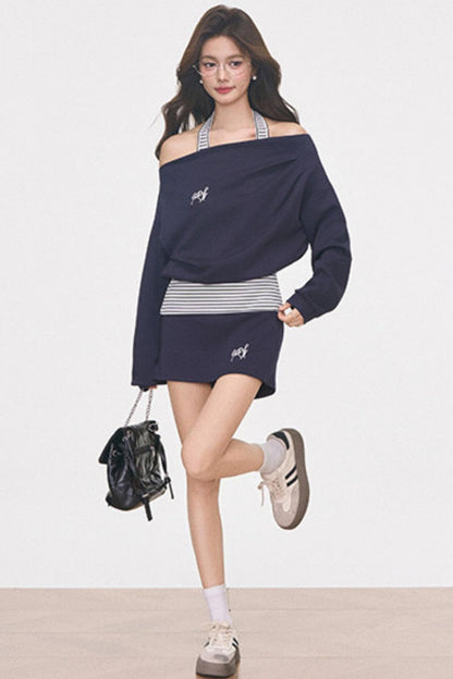 Gray Knitted Sporty Suit Set-Up