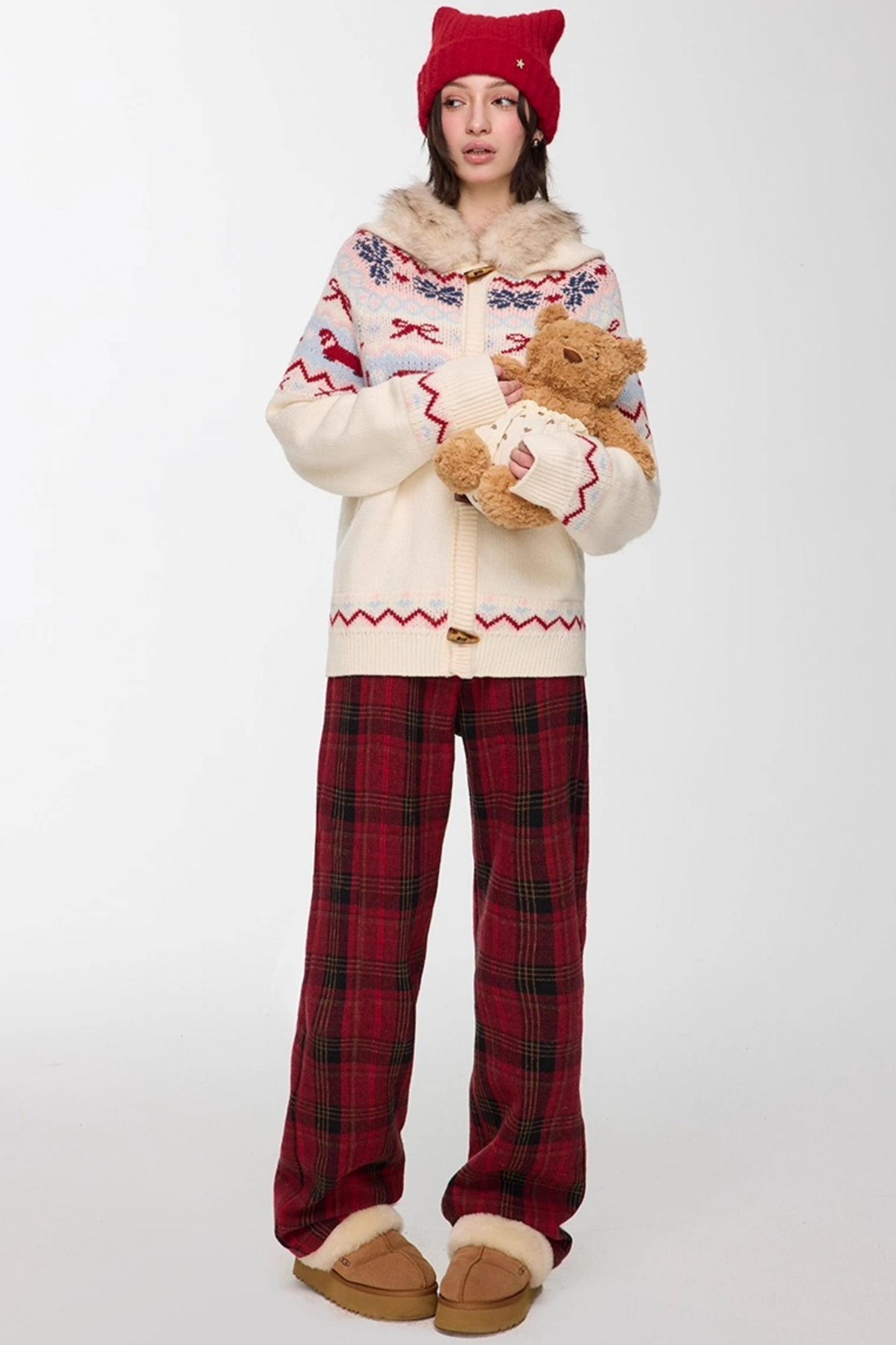 Red Winter Casual Pants