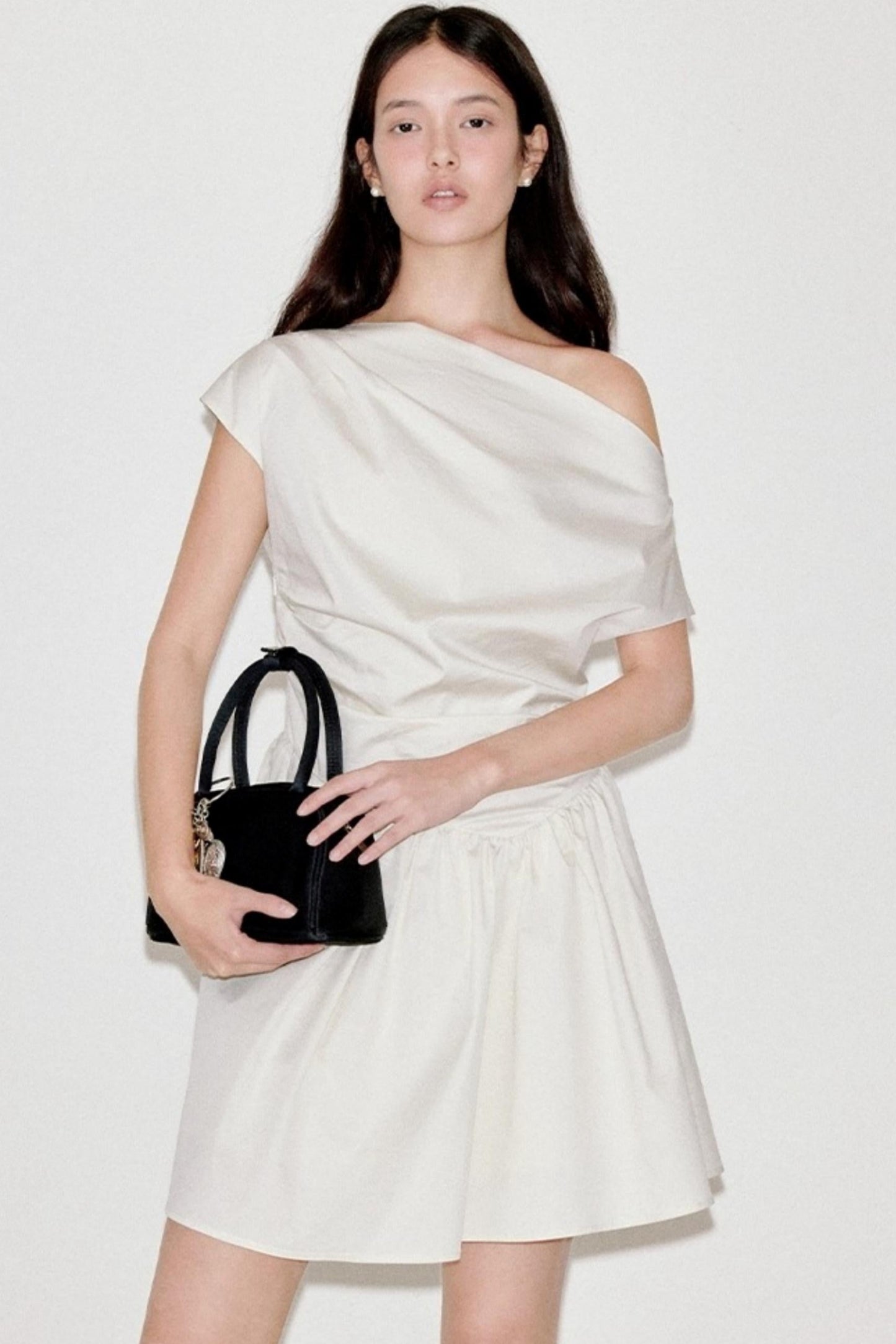 Upright Pleated Shoulder Dress